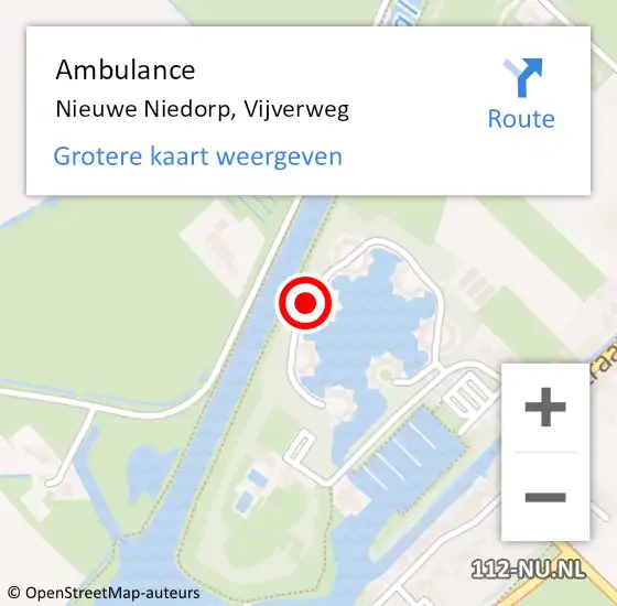Locatie op kaart van de 112 melding: Ambulance Nieuwe Niedorp, Vijverweg op 29 oktober 2022 12:33
