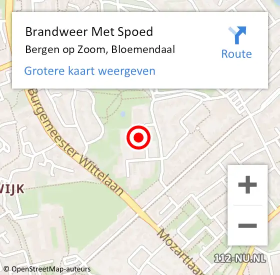 Locatie op kaart van de 112 melding: Brandweer Met Spoed Naar Bergen op Zoom, Bloemendaal op 29 oktober 2022 13:02