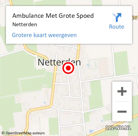 Locatie op kaart van de 112 melding: Ambulance Met Grote Spoed Naar Netterden op 29 oktober 2022 13:19
