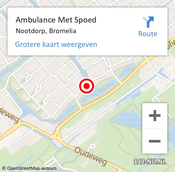 Locatie op kaart van de 112 melding: Ambulance Met Spoed Naar Nootdorp, Bromelia op 29 oktober 2022 13:32