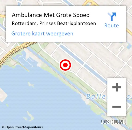 Locatie op kaart van de 112 melding: Ambulance Met Grote Spoed Naar Rotterdam, Prinses Beatrixplantsoen op 29 oktober 2022 13:43