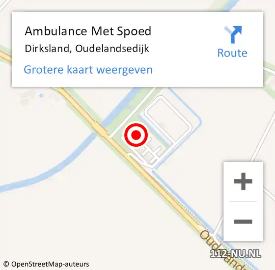 Locatie op kaart van de 112 melding: Ambulance Met Spoed Naar Dirksland, Oudelandsedijk op 29 oktober 2022 14:09