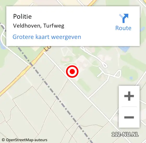 Locatie op kaart van de 112 melding: Politie Veldhoven, Turfweg op 29 oktober 2022 14:17