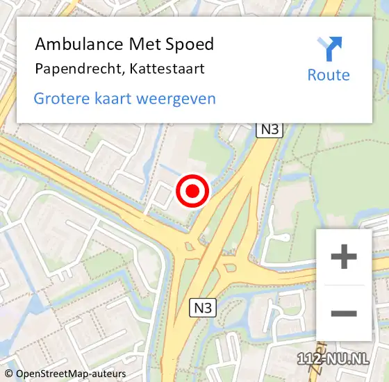 Locatie op kaart van de 112 melding: Ambulance Met Spoed Naar Papendrecht, Kattestaart op 29 oktober 2022 16:00