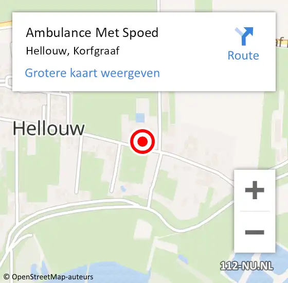 Locatie op kaart van de 112 melding: Ambulance Met Spoed Naar Hellouw, Korfgraaf op 29 oktober 2022 16:22