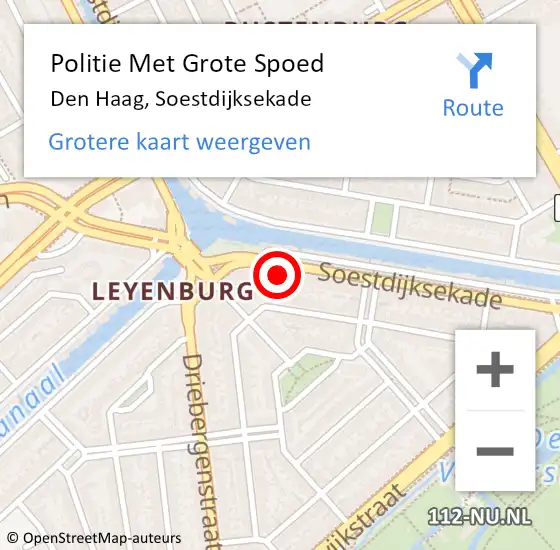 Locatie op kaart van de 112 melding: Politie Met Grote Spoed Naar Den Haag, Soestdijksekade op 29 oktober 2022 17:17
