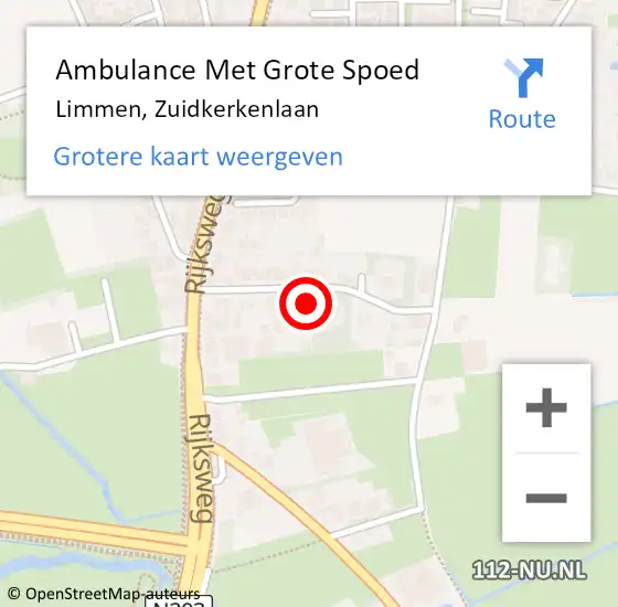 Locatie op kaart van de 112 melding: Ambulance Met Grote Spoed Naar Limmen, Zuidkerkenlaan op 29 oktober 2022 19:15