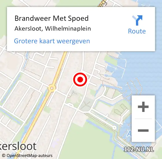 Locatie op kaart van de 112 melding: Brandweer Met Spoed Naar Akersloot, Wilhelminaplein op 29 oktober 2022 20:14