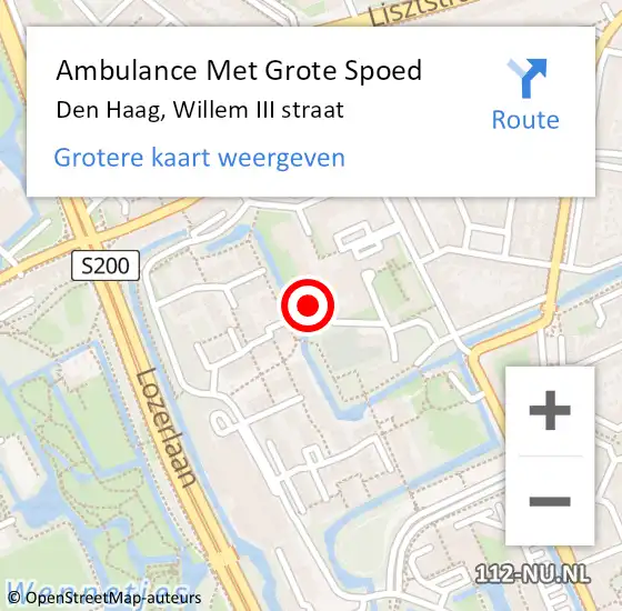 Locatie op kaart van de 112 melding: Ambulance Met Grote Spoed Naar Den Haag, Willem III straat op 29 oktober 2022 22:20