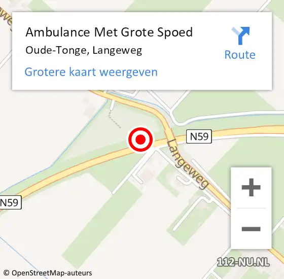 Locatie op kaart van de 112 melding: Ambulance Met Grote Spoed Naar Oude-Tonge, Langeweg op 30 oktober 2022 00:15