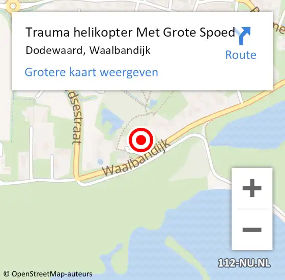 Locatie op kaart van de 112 melding: Trauma helikopter Met Grote Spoed Naar Dodewaard, Waalbandijk op 30 oktober 2022 01:09