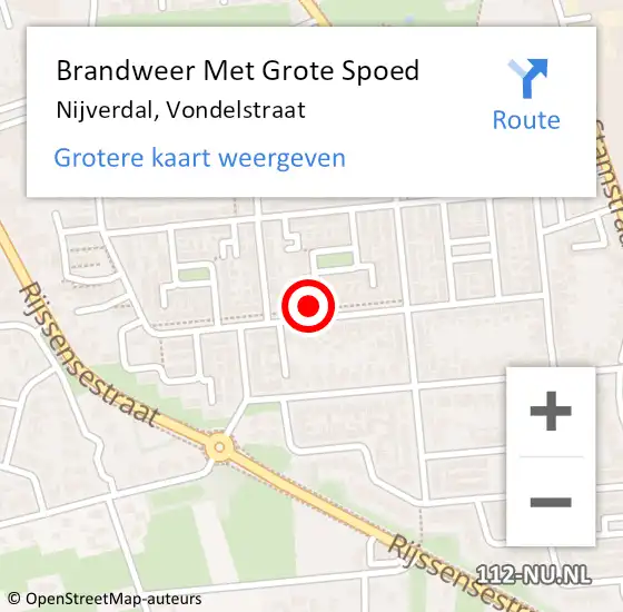 Locatie op kaart van de 112 melding: Brandweer Met Grote Spoed Naar Nijverdal, Vondelstraat op 30 oktober 2022 01:21