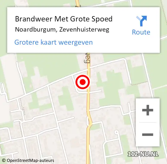 Locatie op kaart van de 112 melding: Brandweer Met Grote Spoed Naar Noardburgum, Zevenhuisterweg op 30 oktober 2022 04:49
