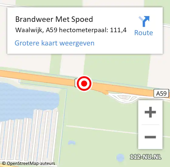 Locatie op kaart van de 112 melding: Brandweer Met Spoed Naar Waalwijk, A59 hectometerpaal: 111,4 op 30 oktober 2022 07:25
