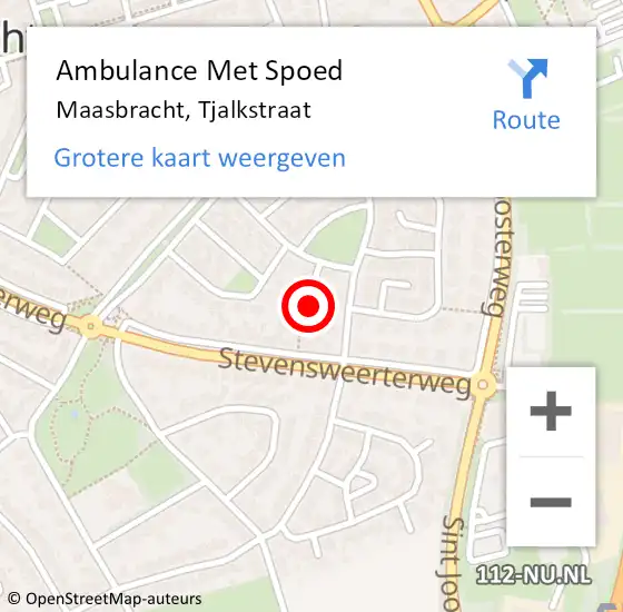 Locatie op kaart van de 112 melding: Ambulance Met Spoed Naar Maasbracht, Tjalkstraat op 30 oktober 2022 09:40
