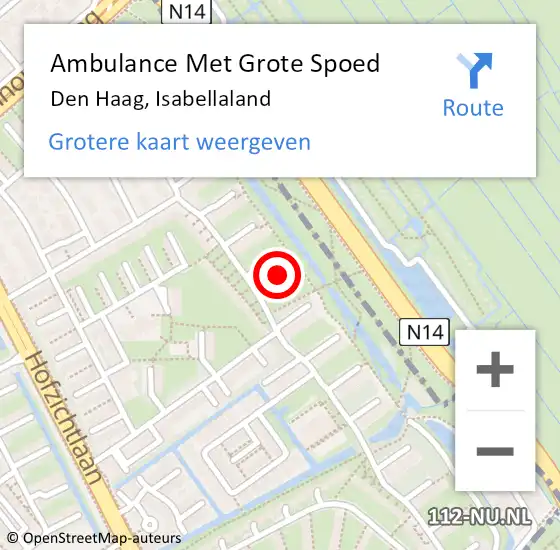 Locatie op kaart van de 112 melding: Ambulance Met Grote Spoed Naar Den Haag, Isabellaland op 30 oktober 2022 10:26