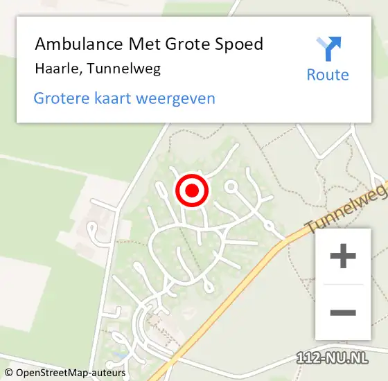Locatie op kaart van de 112 melding: Ambulance Met Grote Spoed Naar Haarle, Tunnelweg op 30 oktober 2022 10:39