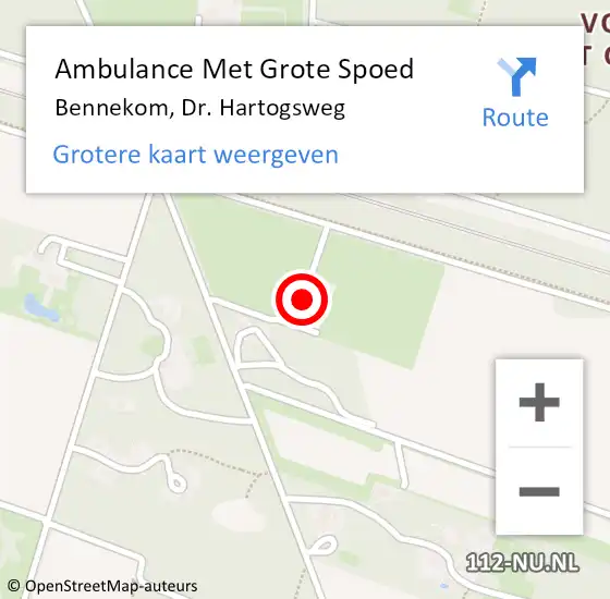 Locatie op kaart van de 112 melding: Ambulance Met Grote Spoed Naar Bennekom, Dr. Hartogsweg op 30 oktober 2022 10:58