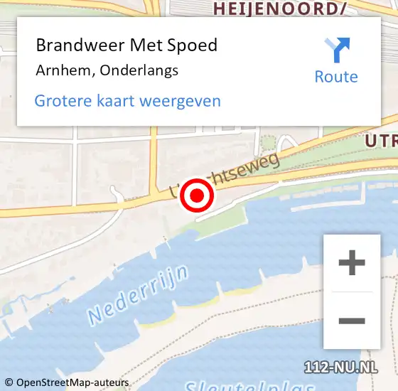 Locatie op kaart van de 112 melding: Brandweer Met Spoed Naar Arnhem, Onderlangs op 30 oktober 2022 12:09