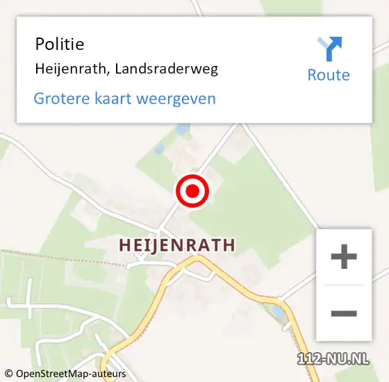 Locatie op kaart van de 112 melding: Politie Heijenrath, Landsraderweg op 30 oktober 2022 12:10