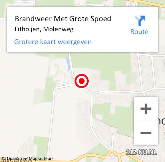 Locatie op kaart van de 112 melding: Brandweer Met Grote Spoed Naar Berghem, Molenweg op 30 oktober 2022 13:49