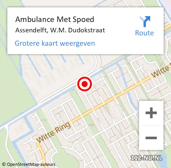 Locatie op kaart van de 112 melding: Ambulance Met Spoed Naar Assendelft, W.M. Dudokstraat op 30 oktober 2022 14:52