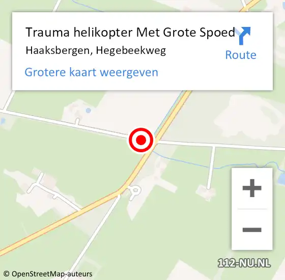 Locatie op kaart van de 112 melding: Trauma helikopter Met Grote Spoed Naar Haaksbergen, Hegebeekweg op 30 oktober 2022 14:55