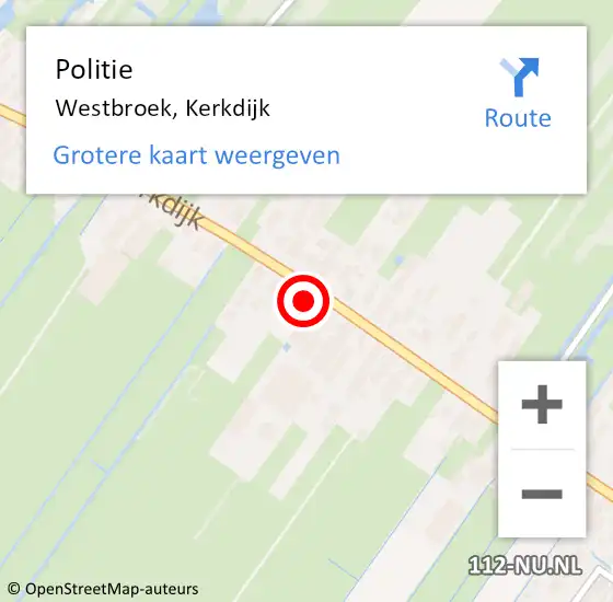 Locatie op kaart van de 112 melding: Politie Westbroek, Kerkdijk op 30 oktober 2022 14:57