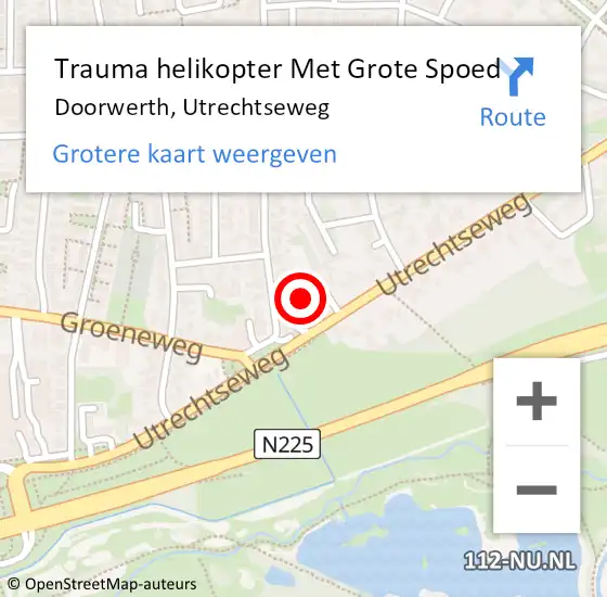 Locatie op kaart van de 112 melding: Trauma helikopter Met Grote Spoed Naar Doorwerth, Utrechtseweg op 30 oktober 2022 16:41