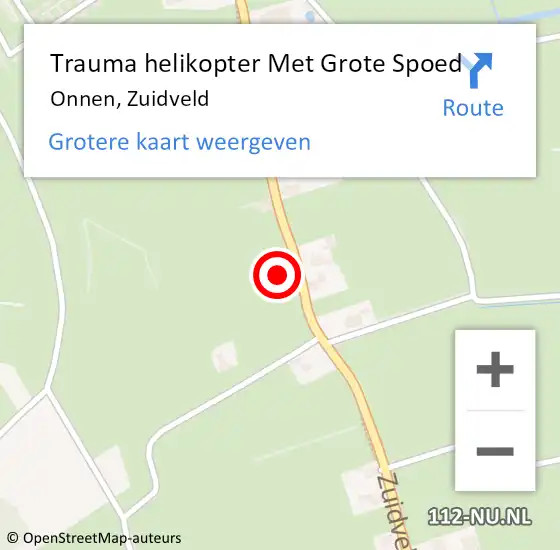 Locatie op kaart van de 112 melding: Trauma helikopter Met Grote Spoed Naar Onnen, Zuidveld op 30 oktober 2022 17:00