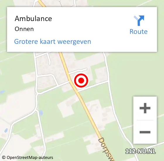 Locatie op kaart van de 112 melding: Ambulance Onnen op 30 oktober 2022 17:01