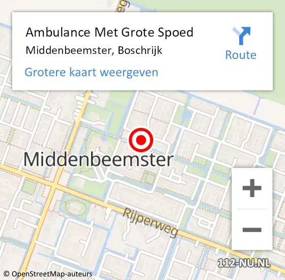Locatie op kaart van de 112 melding: Ambulance Met Grote Spoed Naar Middenbeemster, Boschrijk op 30 oktober 2022 17:49