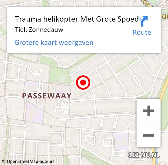 Locatie op kaart van de 112 melding: Trauma helikopter Met Grote Spoed Naar Tiel, Zonnedauw op 30 oktober 2022 18:03
