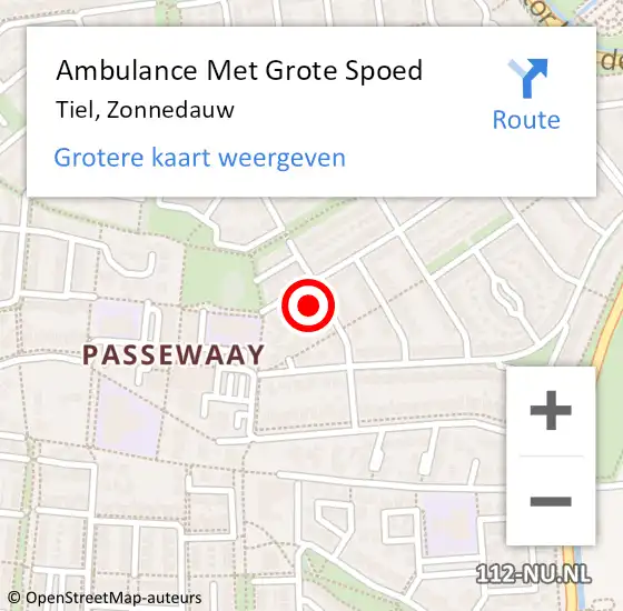 Locatie op kaart van de 112 melding: Ambulance Met Grote Spoed Naar Tiel, Zonnedauw op 30 oktober 2022 18:04