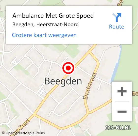 Locatie op kaart van de 112 melding: Ambulance Met Grote Spoed Naar Beegden, Heerstraat-Noord op 30 oktober 2022 18:26
