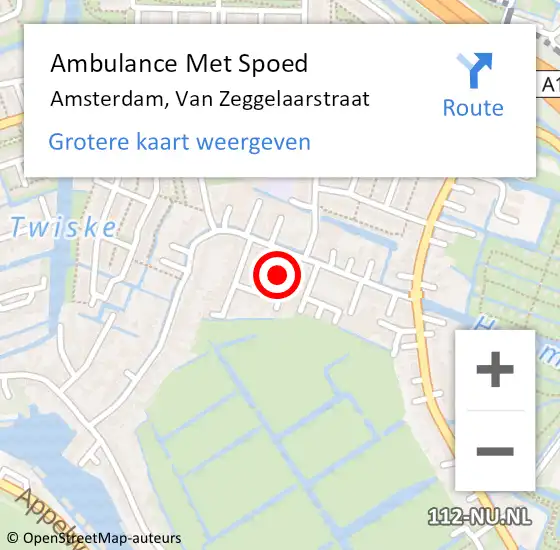 Locatie op kaart van de 112 melding: Ambulance Met Spoed Naar Amsterdam, Van Zeggelaarstraat op 30 oktober 2022 19:48