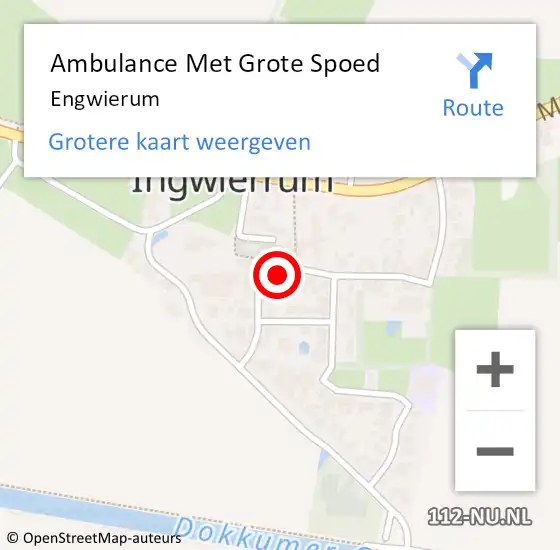 Locatie op kaart van de 112 melding: Ambulance Met Grote Spoed Naar Engwierum op 30 oktober 2022 21:19