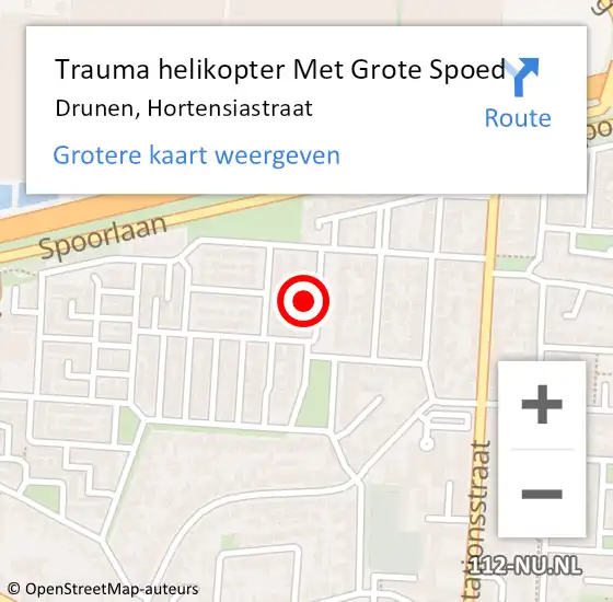 Locatie op kaart van de 112 melding: Trauma helikopter Met Grote Spoed Naar Drunen, Hortensiastraat op 30 oktober 2022 21:35