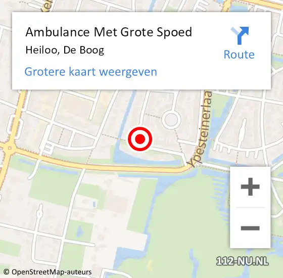 Locatie op kaart van de 112 melding: Ambulance Met Grote Spoed Naar Heiloo, De Boog op 30 oktober 2022 22:22
