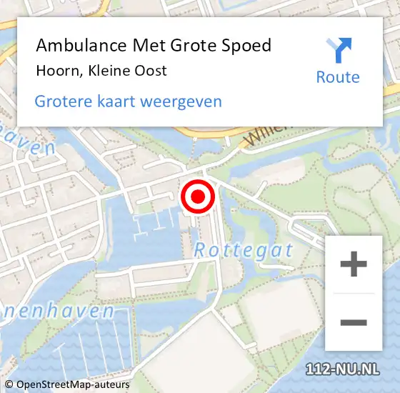 Locatie op kaart van de 112 melding: Ambulance Met Grote Spoed Naar Hoorn, Kleine Oost op 31 oktober 2022 04:07