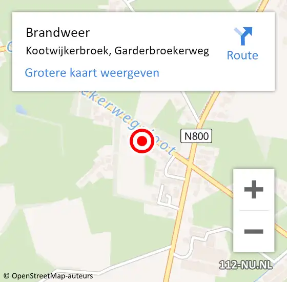 Locatie op kaart van de 112 melding: Brandweer Kootwijkerbroek, Garderbroekerweg op 31 oktober 2022 06:04