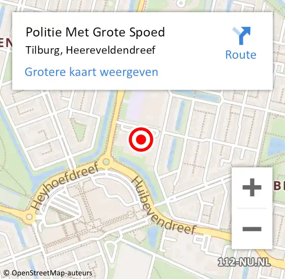 Locatie op kaart van de 112 melding: Politie Met Grote Spoed Naar Tilburg, Heereveldendreef op 31 oktober 2022 08:29
