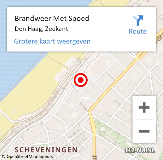 Locatie op kaart van de 112 melding: Brandweer Met Spoed Naar Den Haag, Zeekant op 31 oktober 2022 08:45