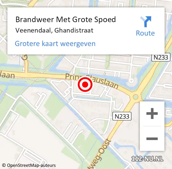 Locatie op kaart van de 112 melding: Brandweer Met Grote Spoed Naar Veenendaal, Ghandistraat op 31 oktober 2022 09:22