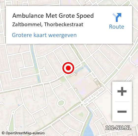 Locatie op kaart van de 112 melding: Ambulance Met Grote Spoed Naar Zaltbommel, Thorbeckestraat op 31 oktober 2022 09:24