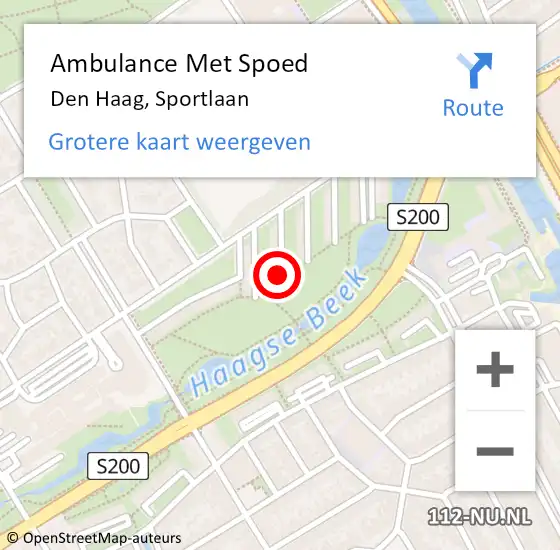 Locatie op kaart van de 112 melding: Ambulance Met Spoed Naar Den Haag, Sportlaan op 31 oktober 2022 11:14