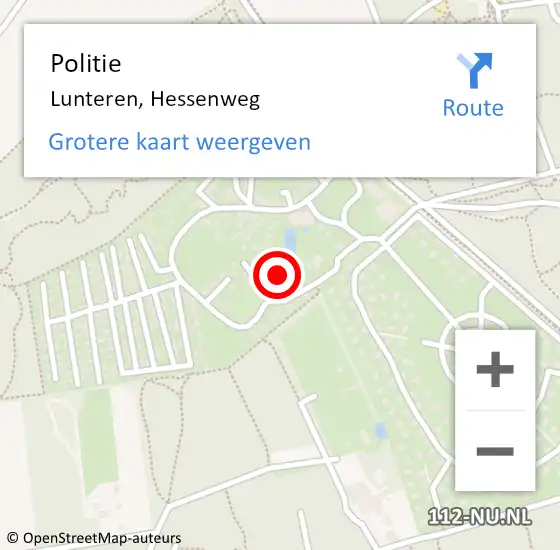 Locatie op kaart van de 112 melding: Politie Lunteren, Hessenweg op 31 oktober 2022 13:39