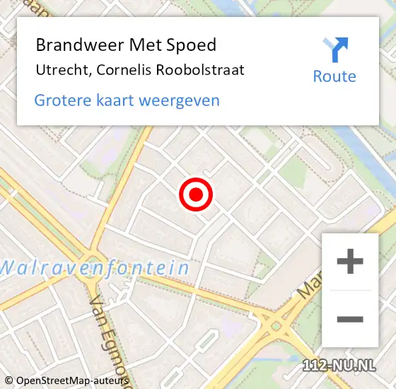 Locatie op kaart van de 112 melding: Brandweer Met Spoed Naar Utrecht, Cornelis Roobolstraat op 31 oktober 2022 14:08