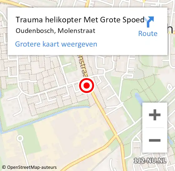 Locatie op kaart van de 112 melding: Trauma helikopter Met Grote Spoed Naar Oudenbosch, Molenstraat op 31 oktober 2022 14:08