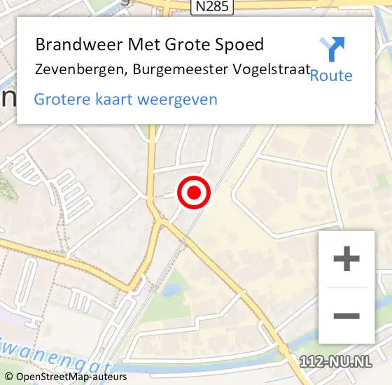 Locatie op kaart van de 112 melding: Brandweer Met Grote Spoed Naar Zevenbergen, Burgemeester Vogelstraat op 31 oktober 2022 14:40